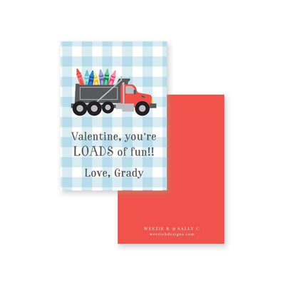 Weezie B. Designs | Dumptruck Loads of Fun Crayon Valentine's Day cards
