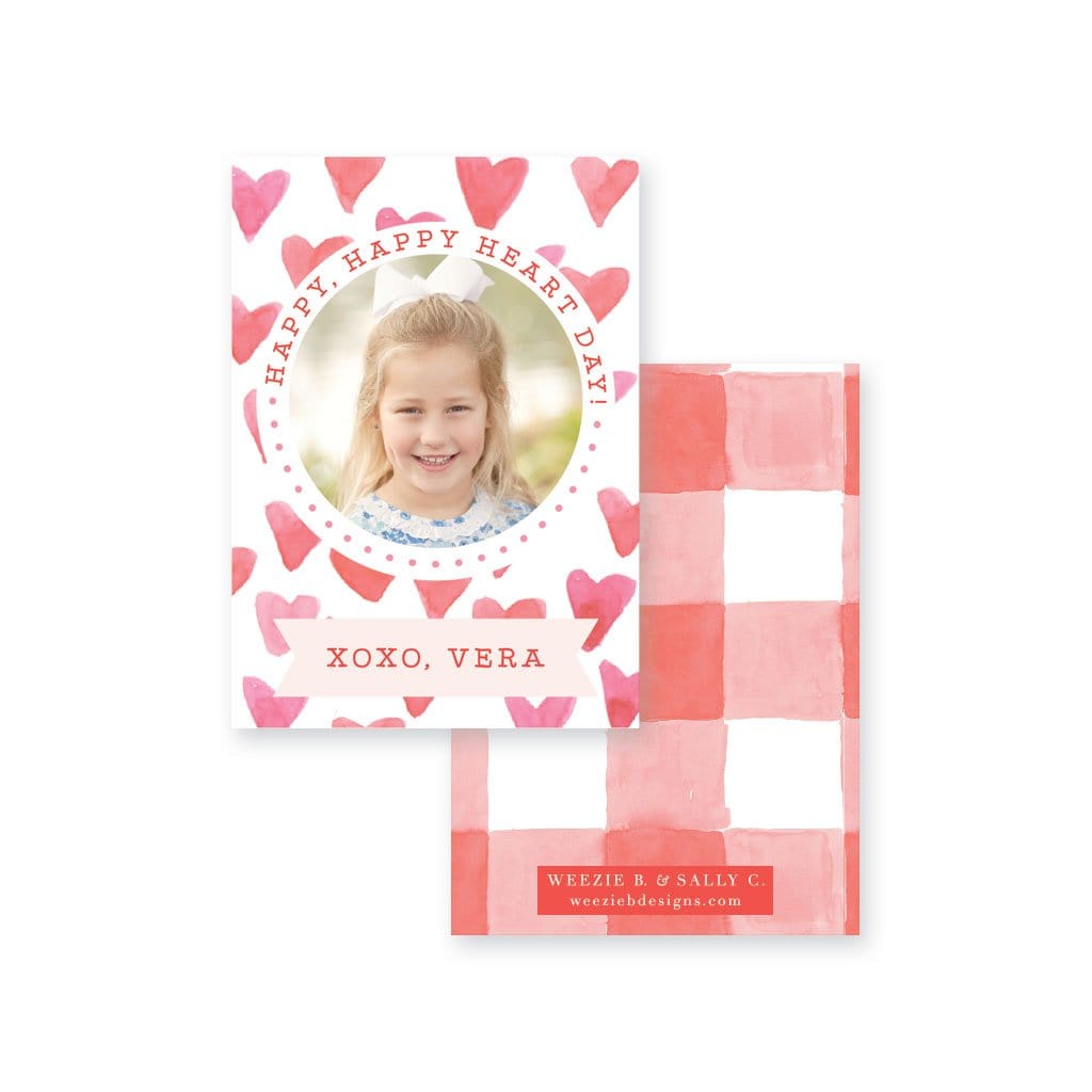 Weezie B. & Sally C. Designs | Watercolor Hearts Photo Valentine's Day cards