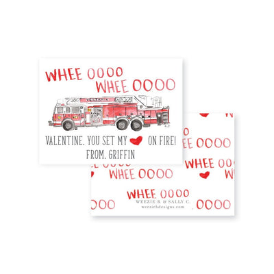 Weezie B. & Sally C. | Watercolor Firetruck Valentine's Day Cards