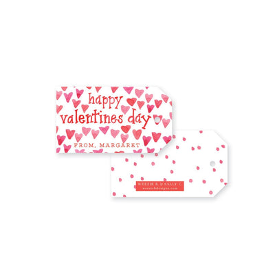 Weezie B. & Sally C. Designs | Watercolor Hearts Valentine's Day Gift Tags