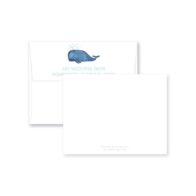 Weezie B. Designs | Whale Watercolor Flat Note Card