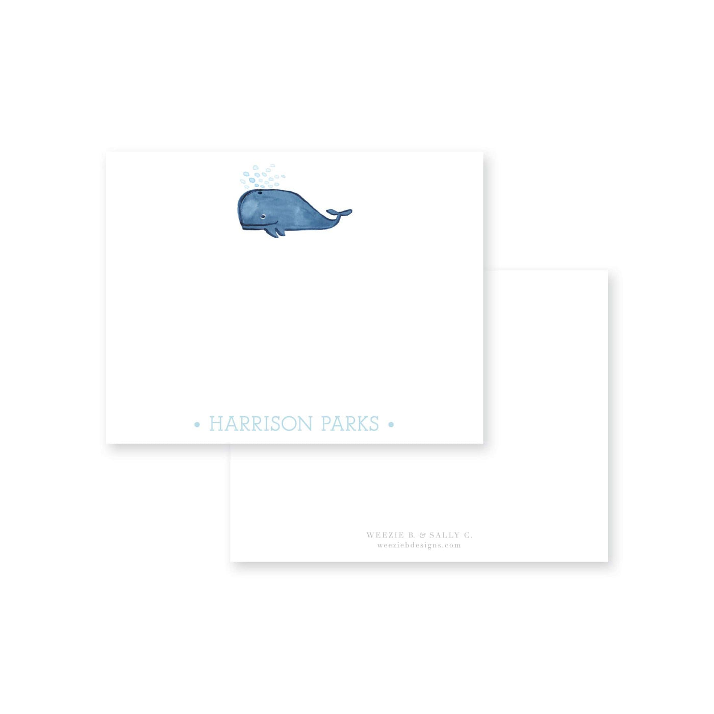 Weezie B. Designs | Whale Watercolor Flat Note Card